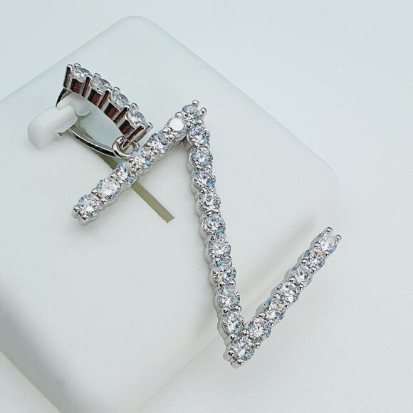 "925 Sterling Silver Cubic Zirconia Initial Pendant, UU1P6A6192 - Picture 1 of 10